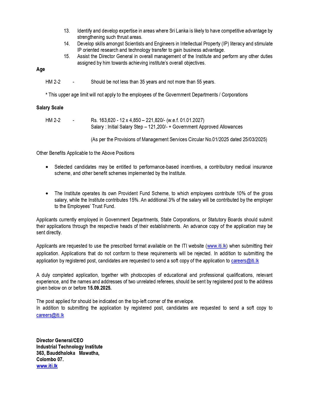 Additional Director General (Research & Development, Administration & Operation) - Industrial Technology Institute
