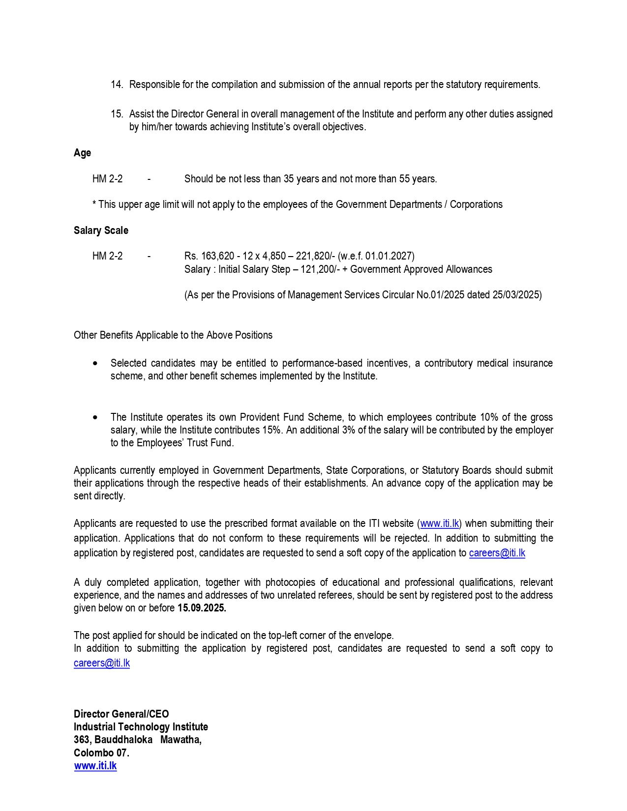 Additional Director General (Research & Development, Administration & Operation) - Industrial Technology Institute