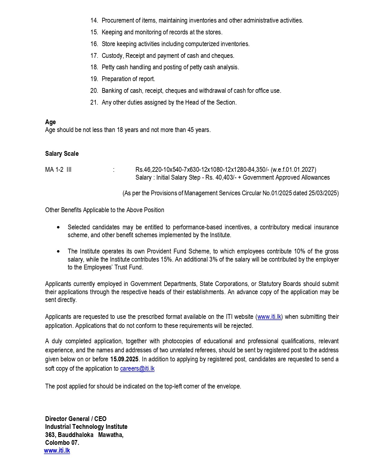 Management Assistant, Draughtsman - Industrial Technology Institute