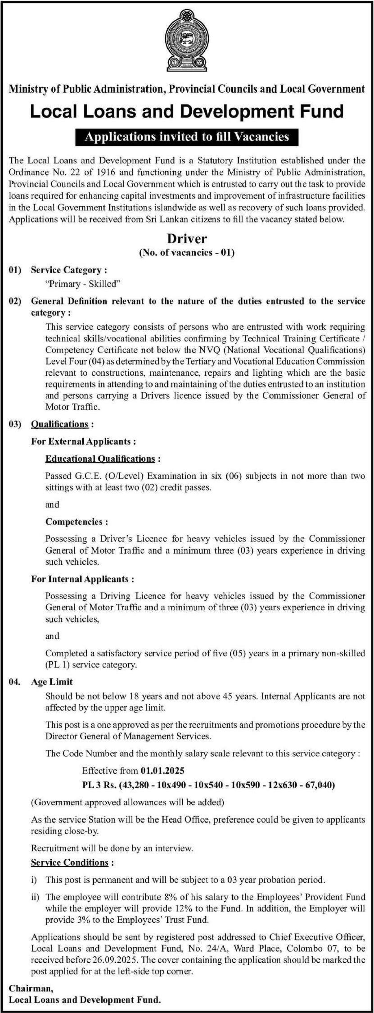 Driver - Local Loans & Development Fund