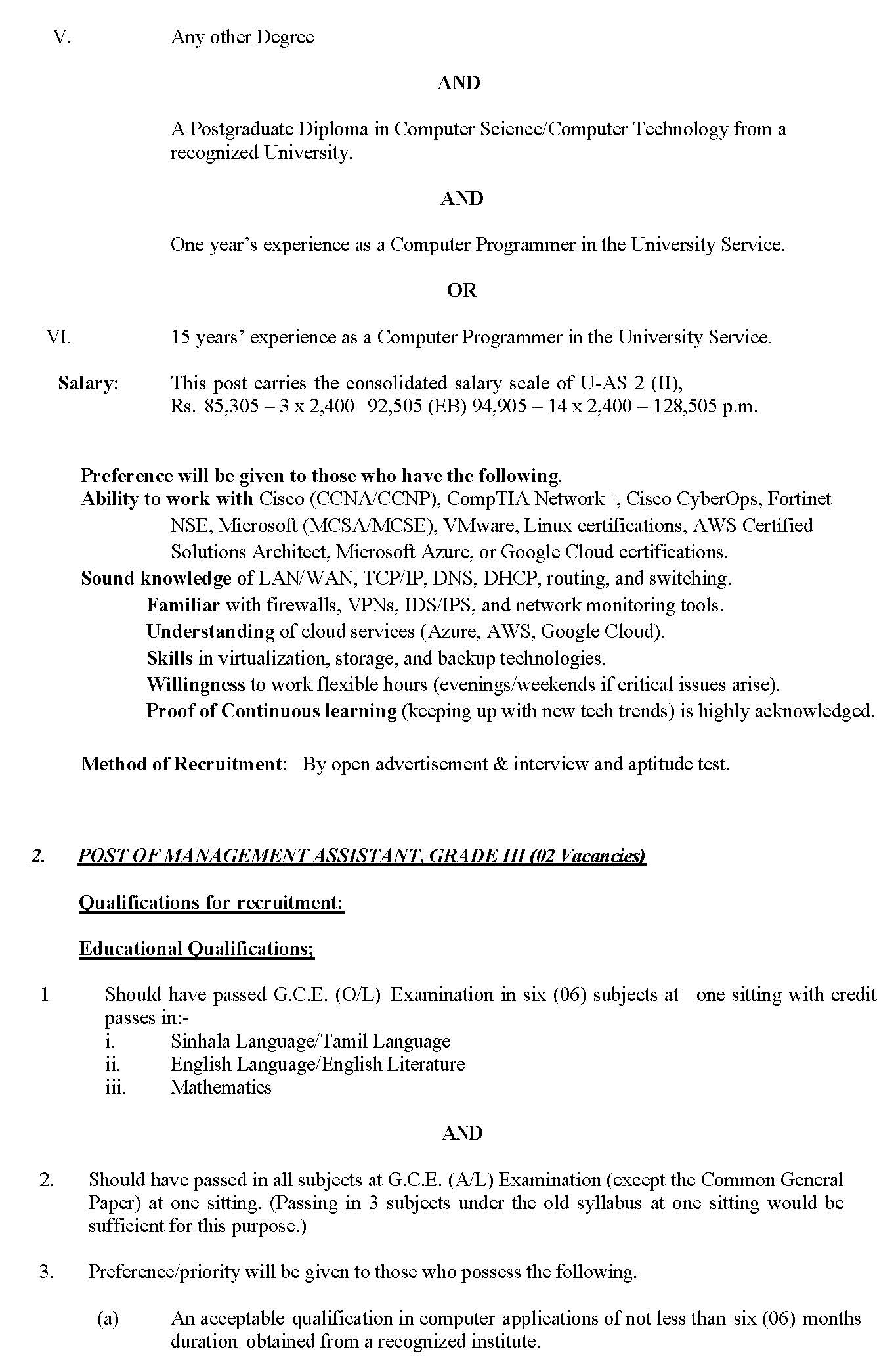Management Assistant, Assistant Network Manager, Library Information Assistant - National Centre for Advanced Studies in Humanities & Social Science