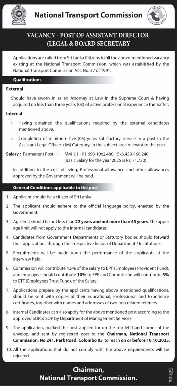 Assistant Director - National Transport Commission