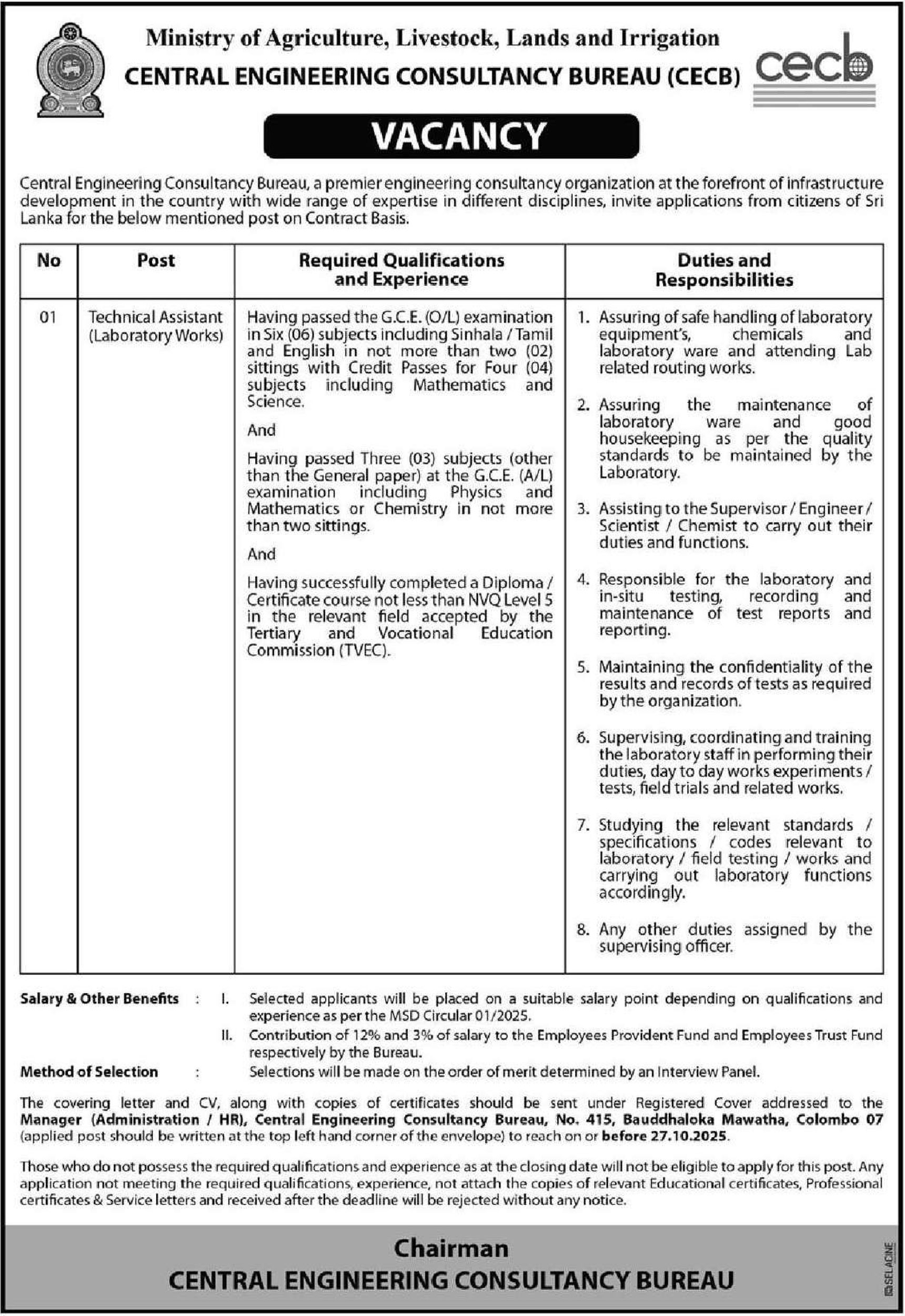 Technical Assistant - Central Engineering Consultancy Bureau