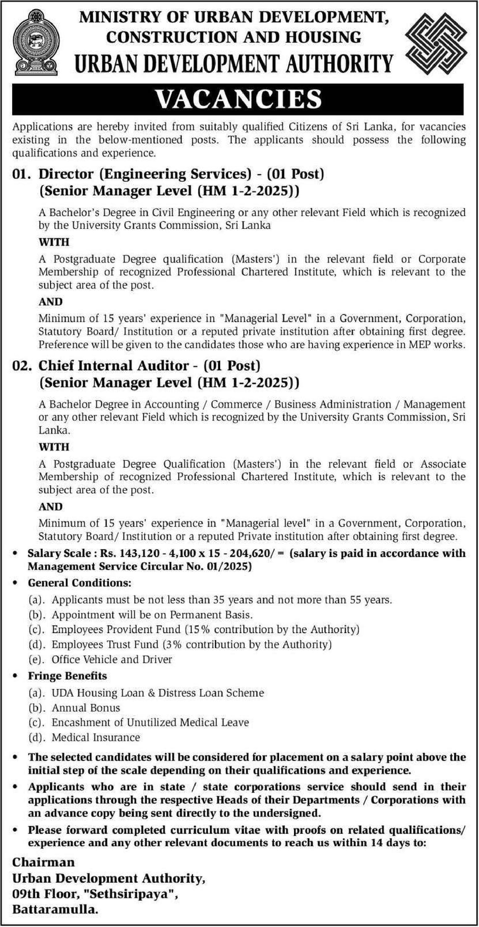 Director, Chief Internal Auditor - Urban Development Authority