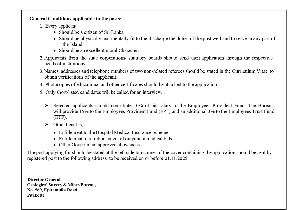 Technical Officer, Drilling Officer, Stores Officer, Procurement Officer, Enforcement Officer - Geological Survey & Mines Bureau