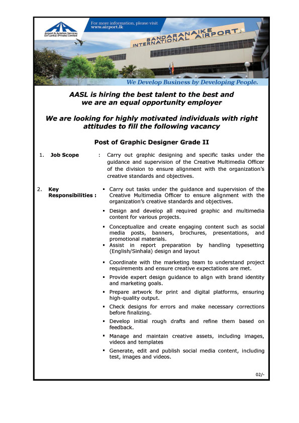 Graphic Designer, Systems Administrator - Airport & Aviation Services (Sri Lanka) (Private) Limited