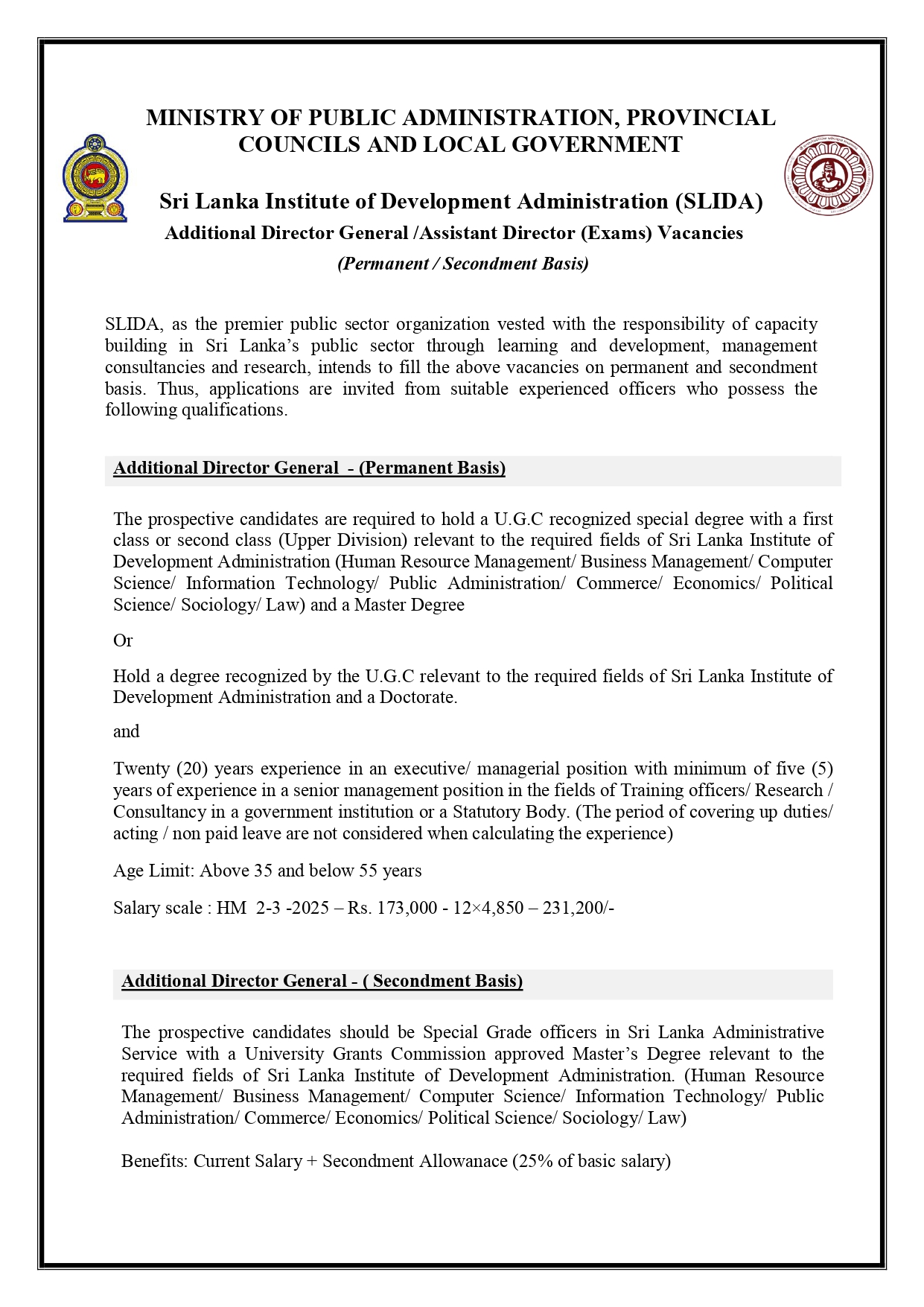 Additional Director General - Sri Lanka Institute of Development Administration