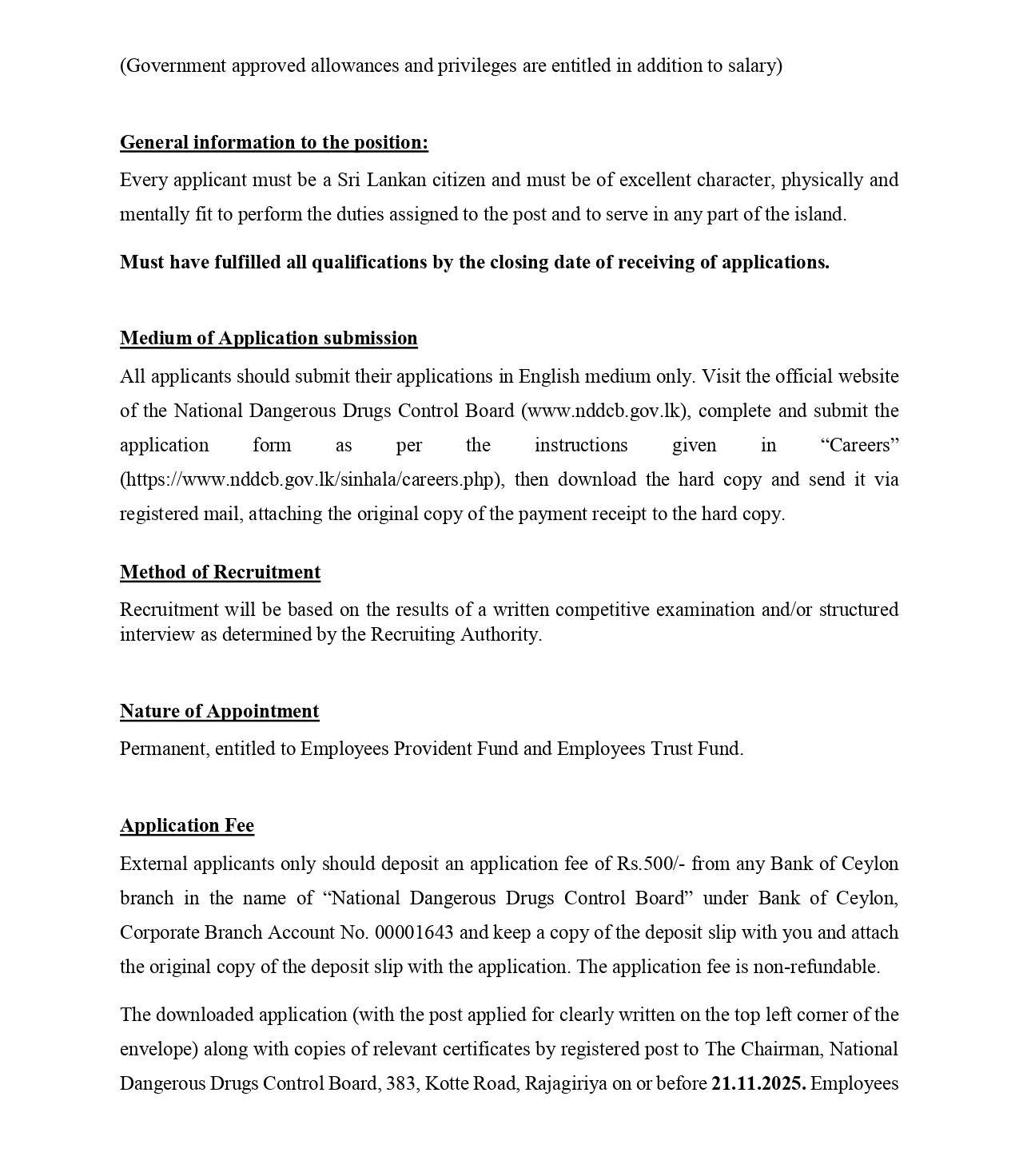 Assistant Legal Officer - National Dangerous Drugs Control Board