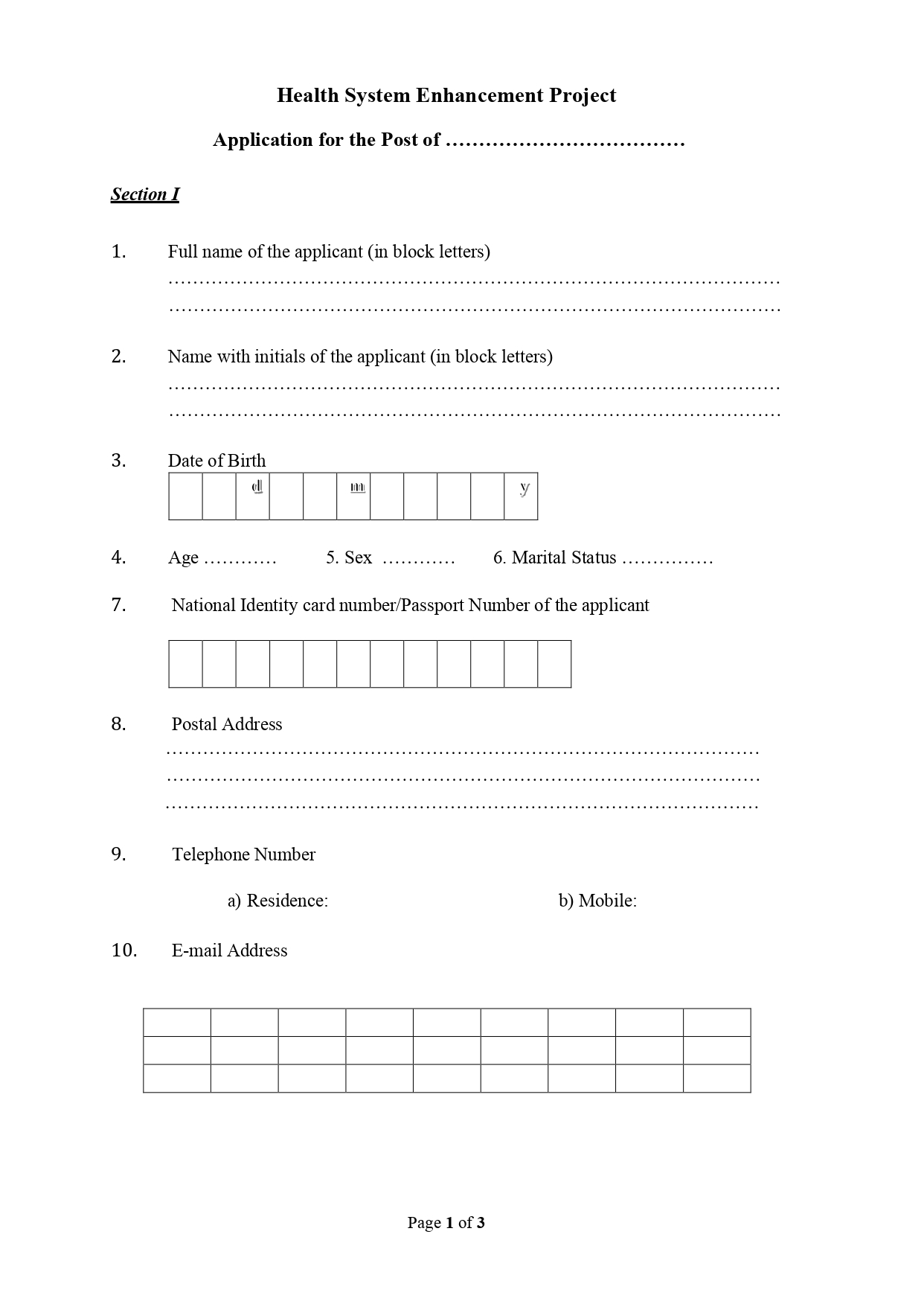 Project Engineer - Health System Enhancement Project - Ministry of Health & Mass Media