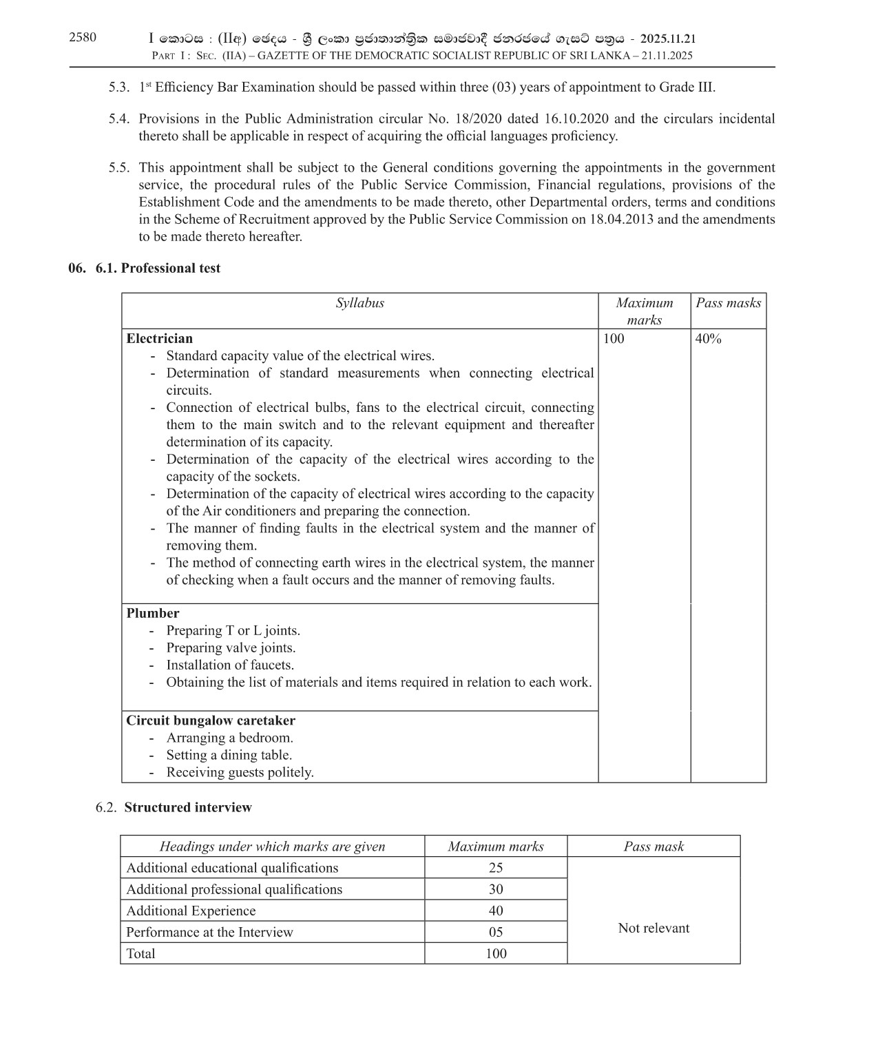 Electrician, Plumber, Circuit Bungalow Care taker - Department of Labour