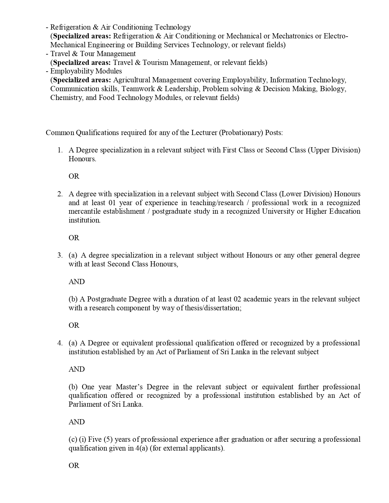 Laboratory Assistant, Driver, Lecturer, Senior Lecturer, Temporary Demonstrator - University College of Matara - University of Vocational Technology