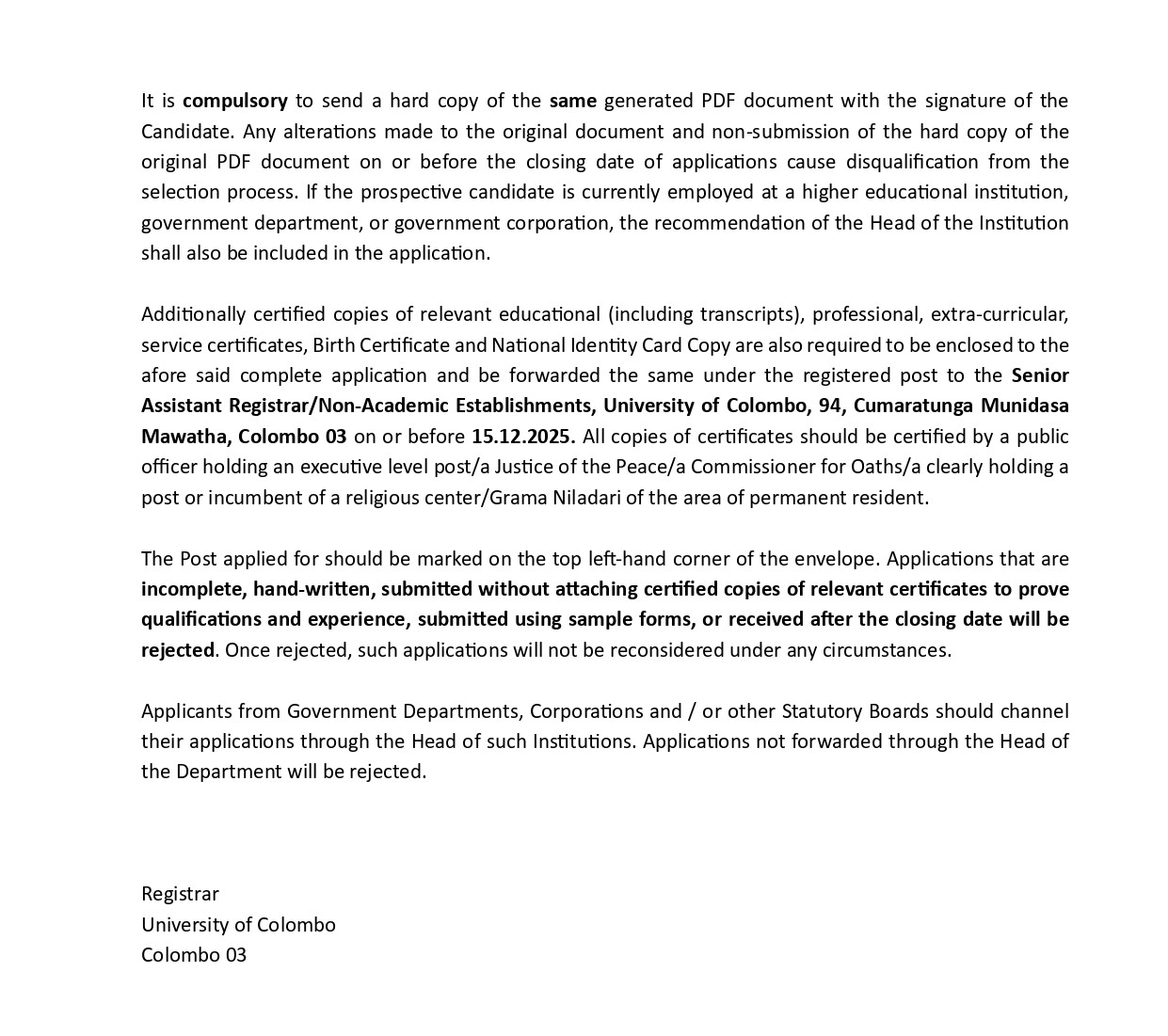 Management Assistant (Book Keeping, Shroff) - University of Colombo