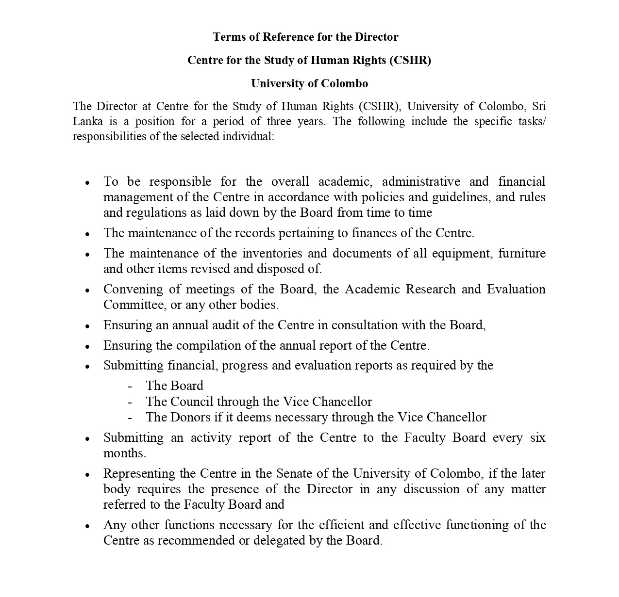 Director - University of Colombo