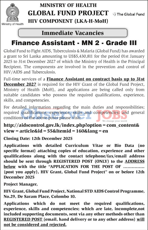 Finance Assistant - Ministry of Health