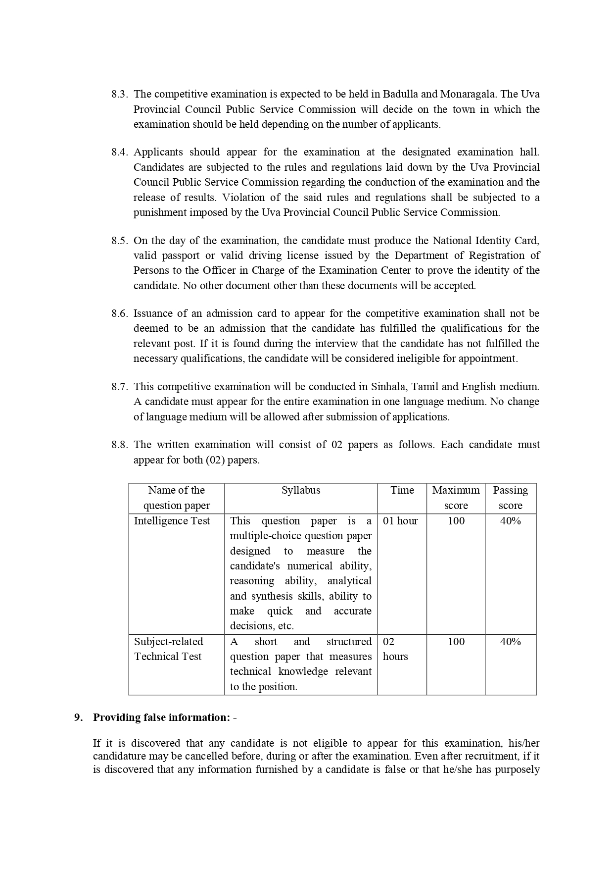 Livestock Development Instructor - Department of Animal Production & Health - Uva Province