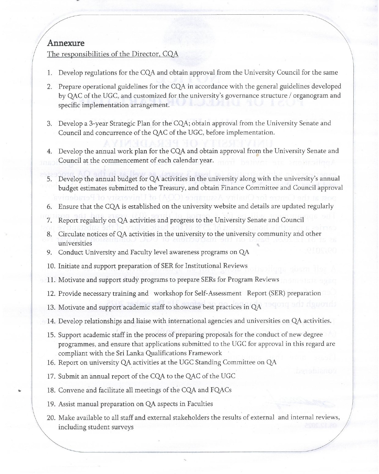 Director - University of Peradeniya