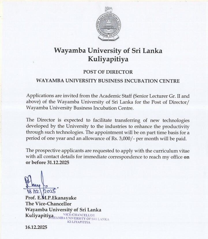 Director - Wayamba University of Sri Lanka