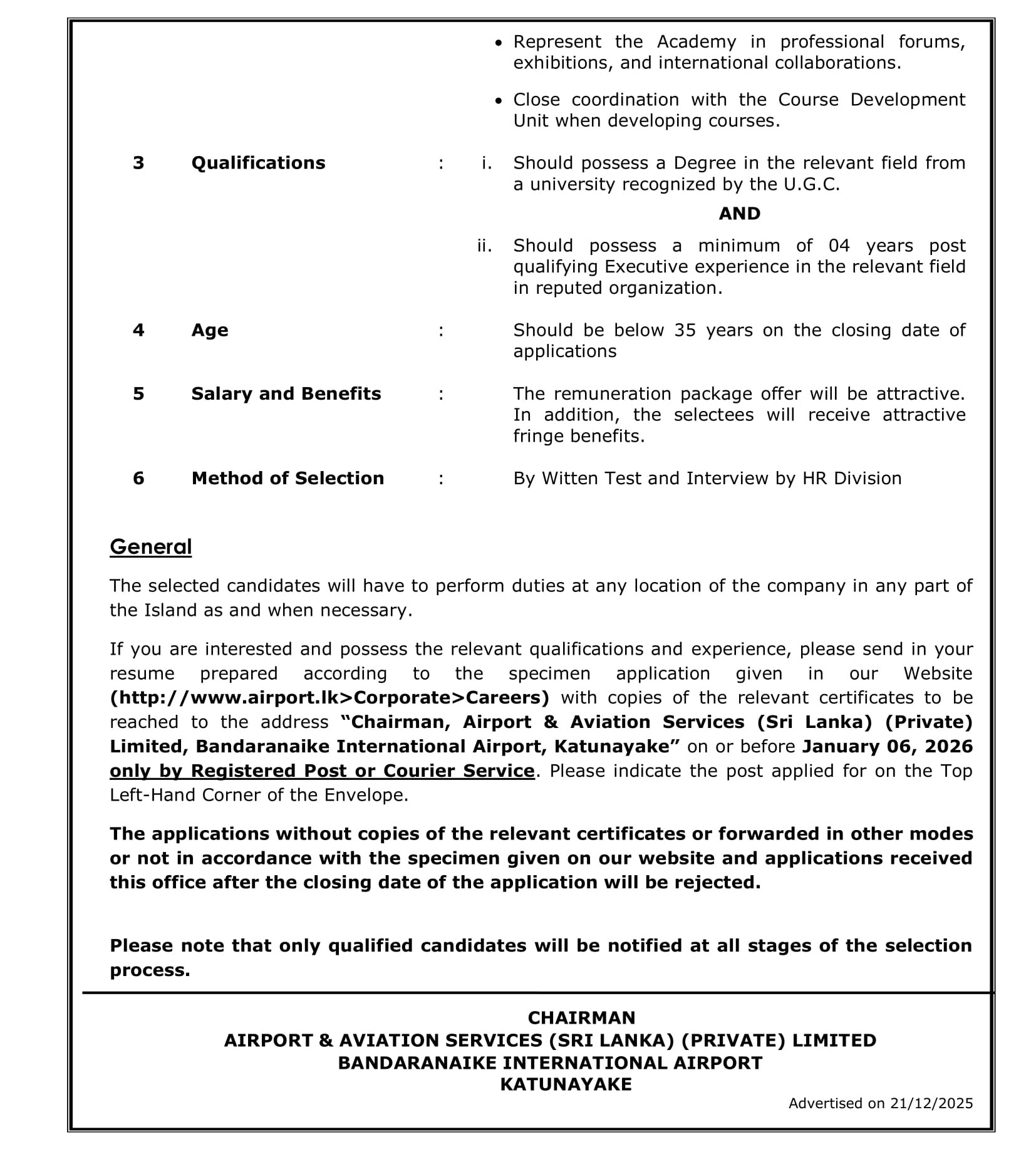 Assistant Manager, Electronics Engineer - Airport & Aviation Services (Sri Lanka) (Private) Limited