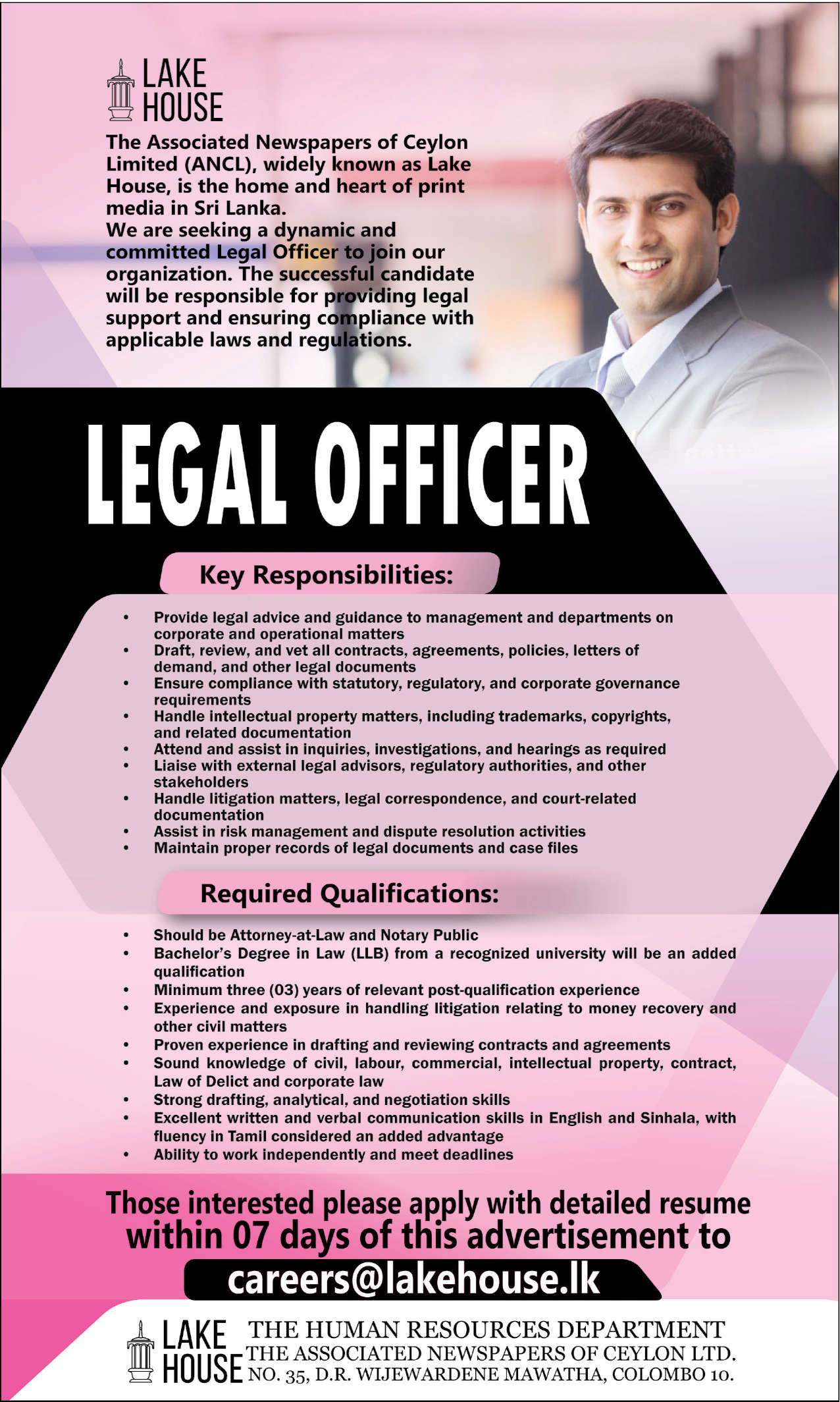 Legal Officer - The Associated Newspapers of Ceylon Ltd