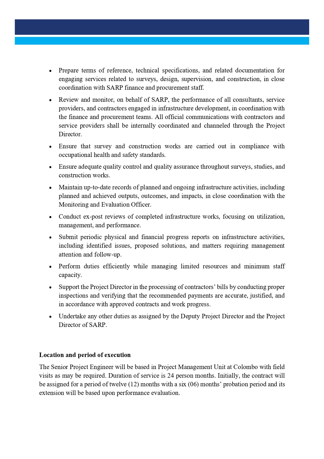 Senior Project Engineer, Finance Officer, Programme Officer, Finance & Administration Officer - Smallholder Agribusiness & Resilience Project - Ministry of Agriculture, Livestock, Lands & Irrigation