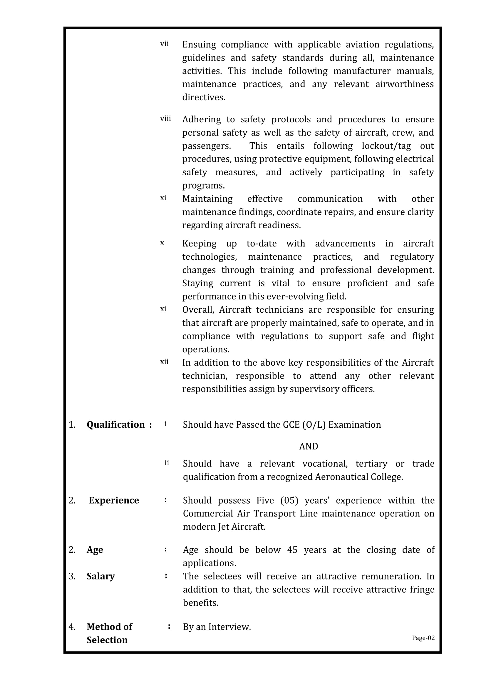 Aircraft Technician - Airport and Aviation Services (Sri Lanka) (Private) Limited