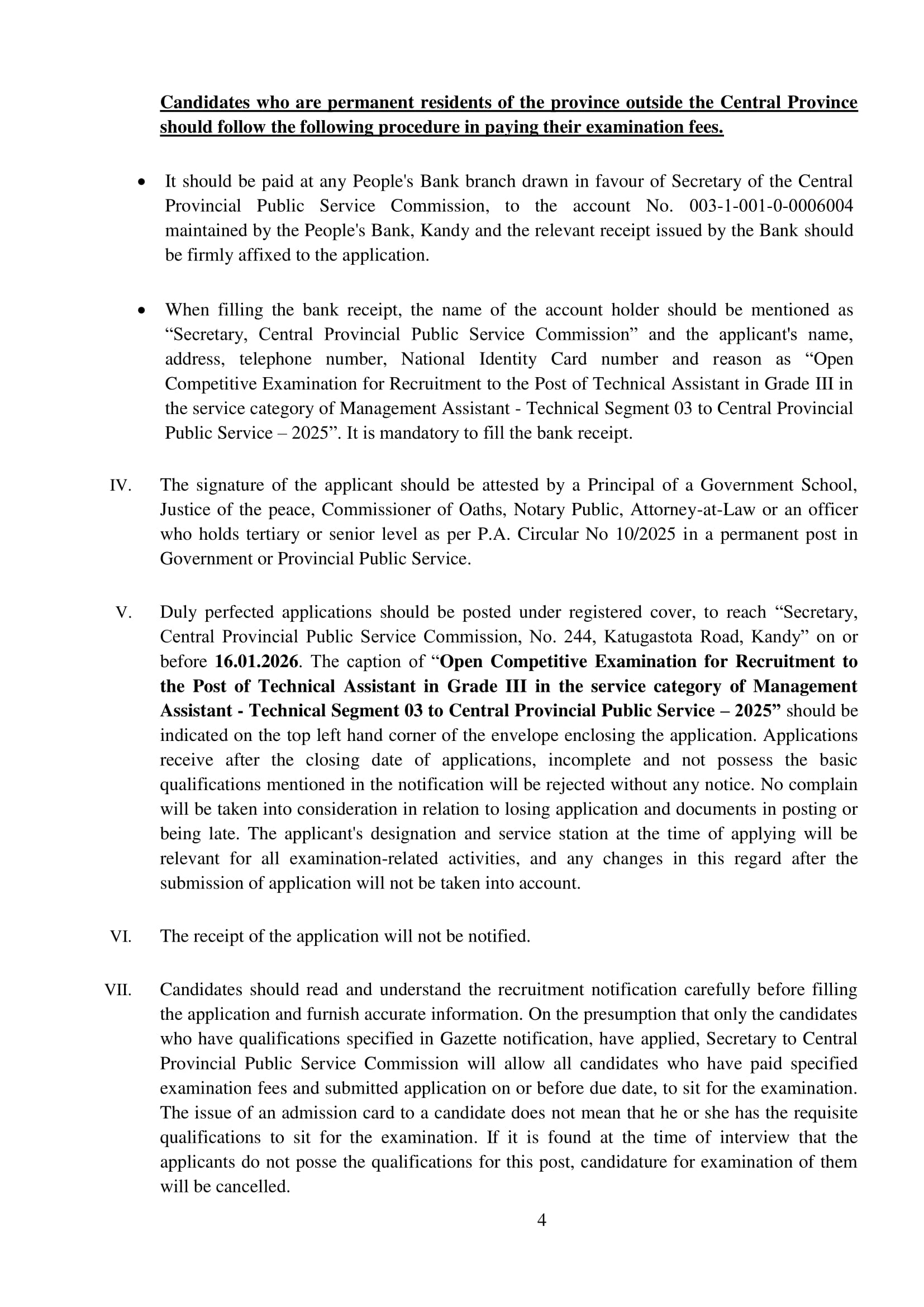 Technical Assistant - Central Provincial Public Service