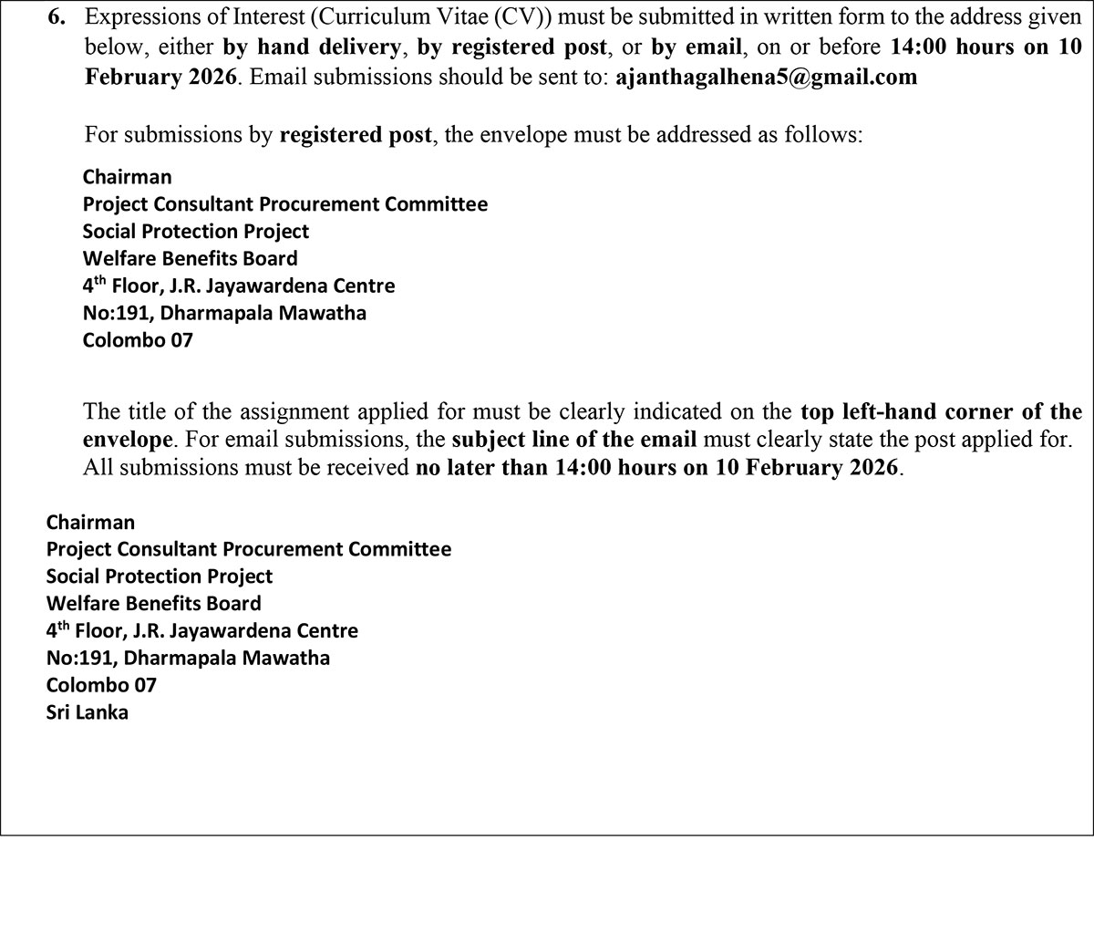 Individual Consultant - Welfare Benefits Board