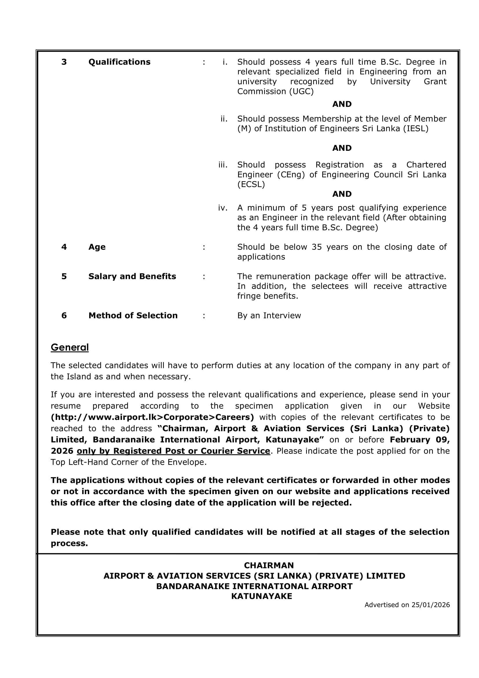 Civil Engineer - Airport & Aviation Services (Sri Lanka) (Private) Limited