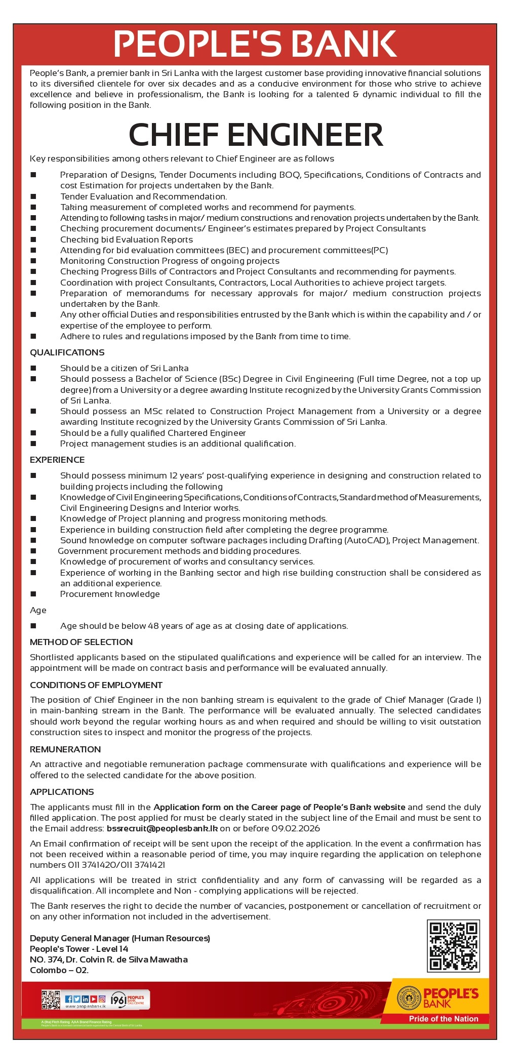 Chief Engineer - People’s Bank