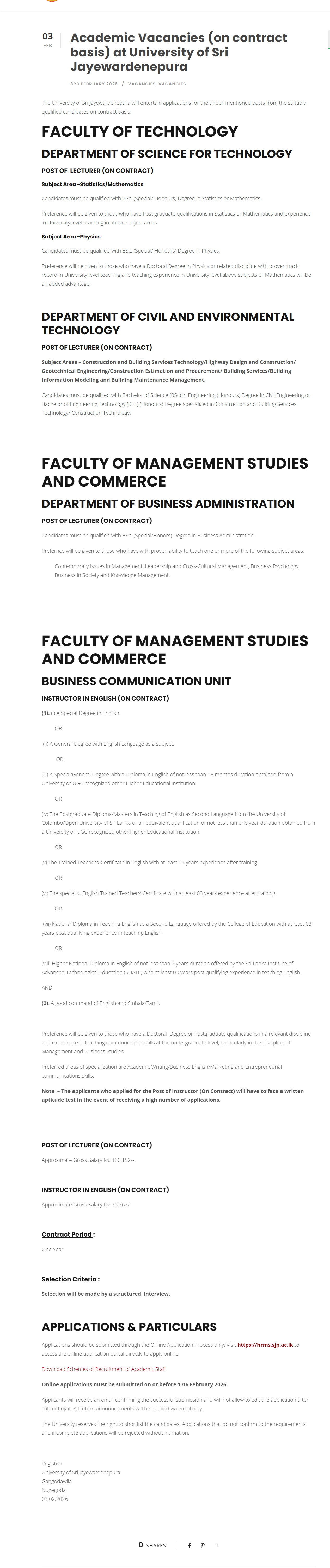 Lecturer, instructor - University of Sri Jayewardenepura 