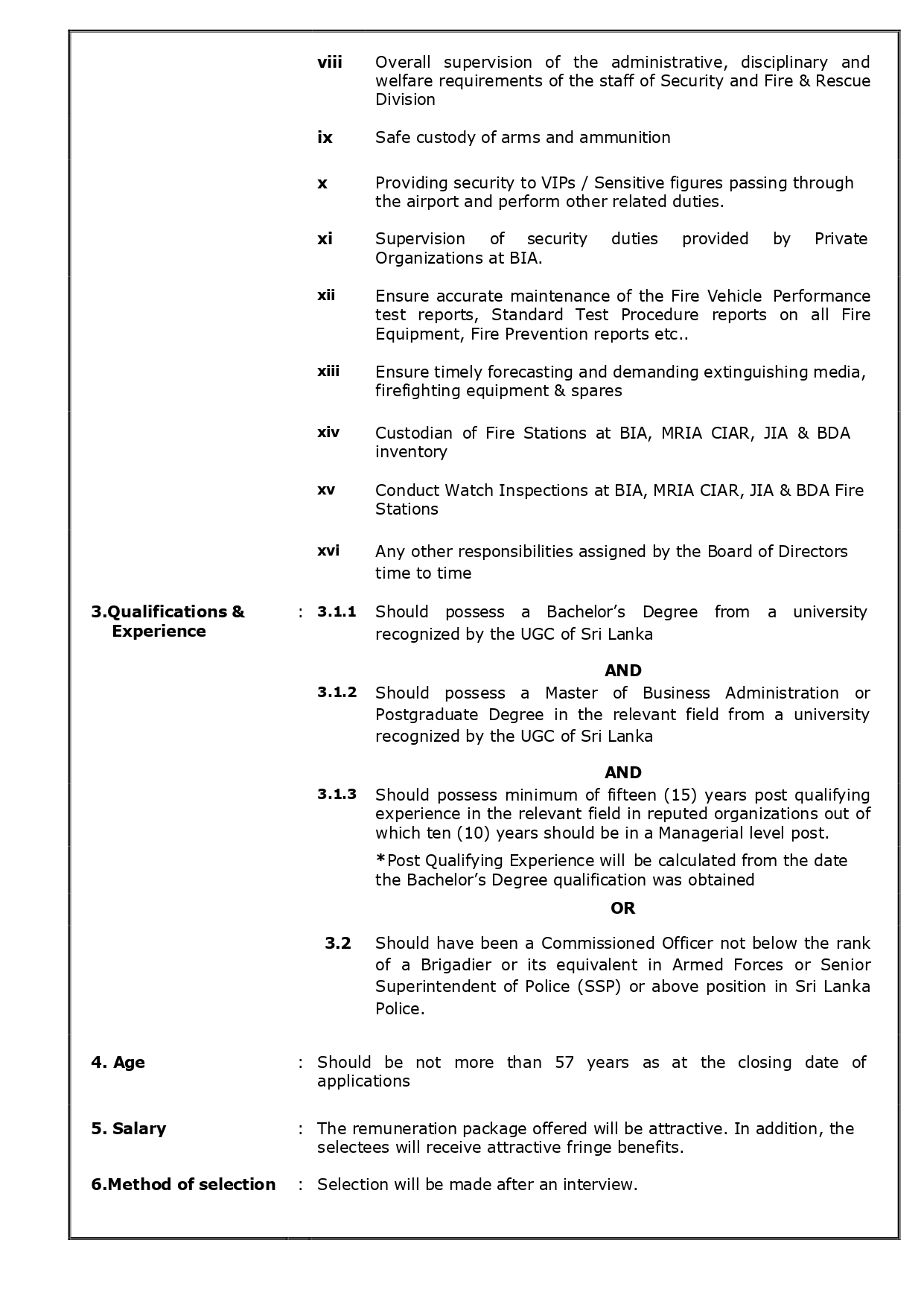 Head of Security (Fire & Rescue Services) - Airport & Aviation Services (Sri Lanka) (Private) Limited