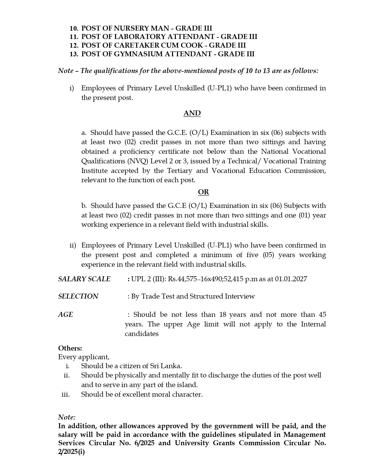 Management Assistant (Shroff), Technical Officer, Marshal, Security Inspector, Library Information Assistant, Driver, Nursery Man, Laboratory Attendant, Caretaker/Cook, Gymnasium Attendant - Eastern University  