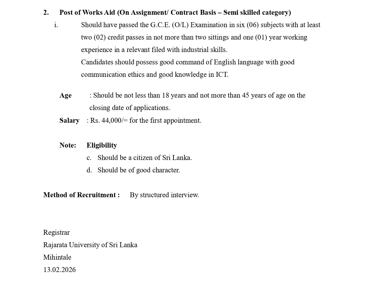 Project Assistant - Rajarata University of Sri Lanka