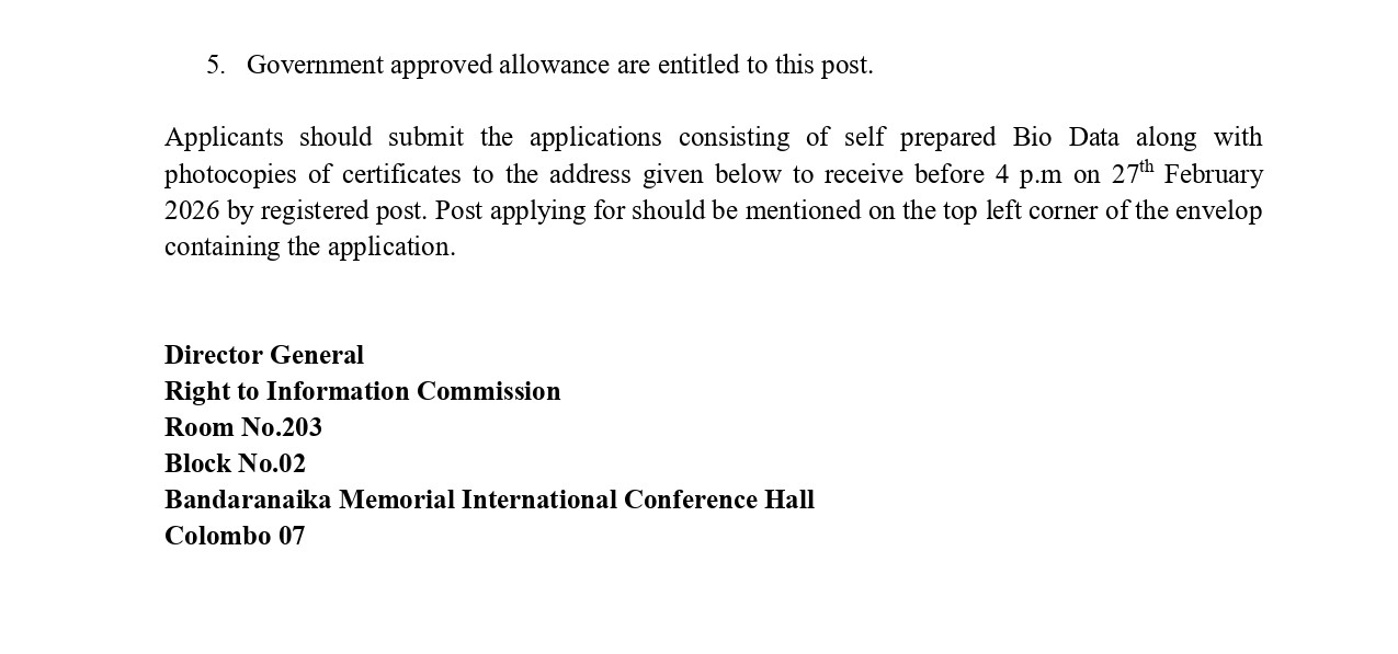 Director (Legal), Information Technology Assistant - Right to Information Commission