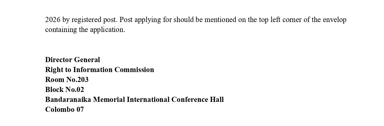 Director (Legal), Information Technology Assistant - Right to Information Commission