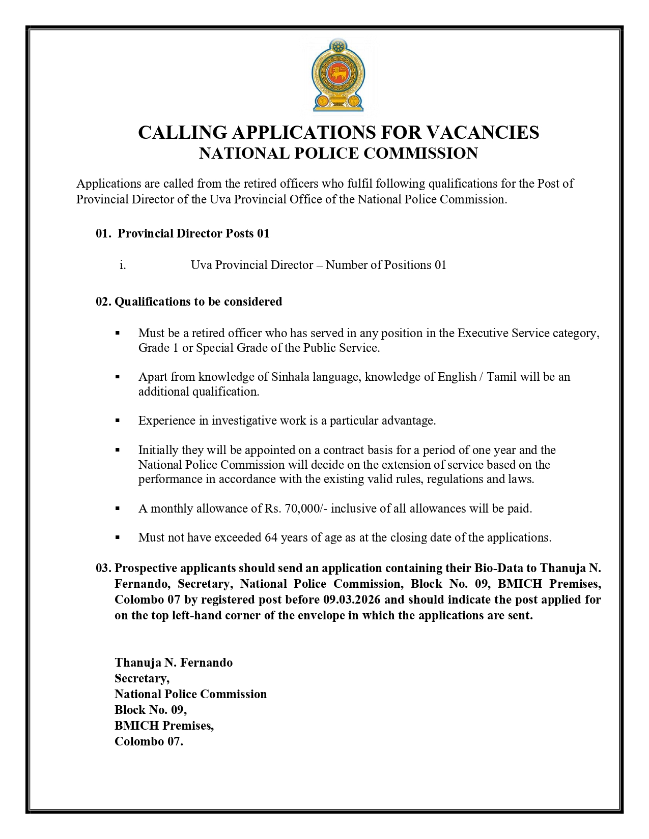 Provincial Director - National Police Commission