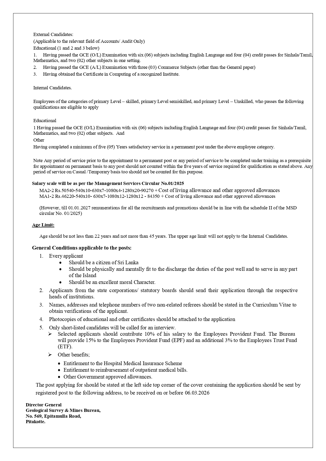 Management Assistant, Research Assistant, Network/Hardware Technical Assistant - Geological Survey & Mines Bureau