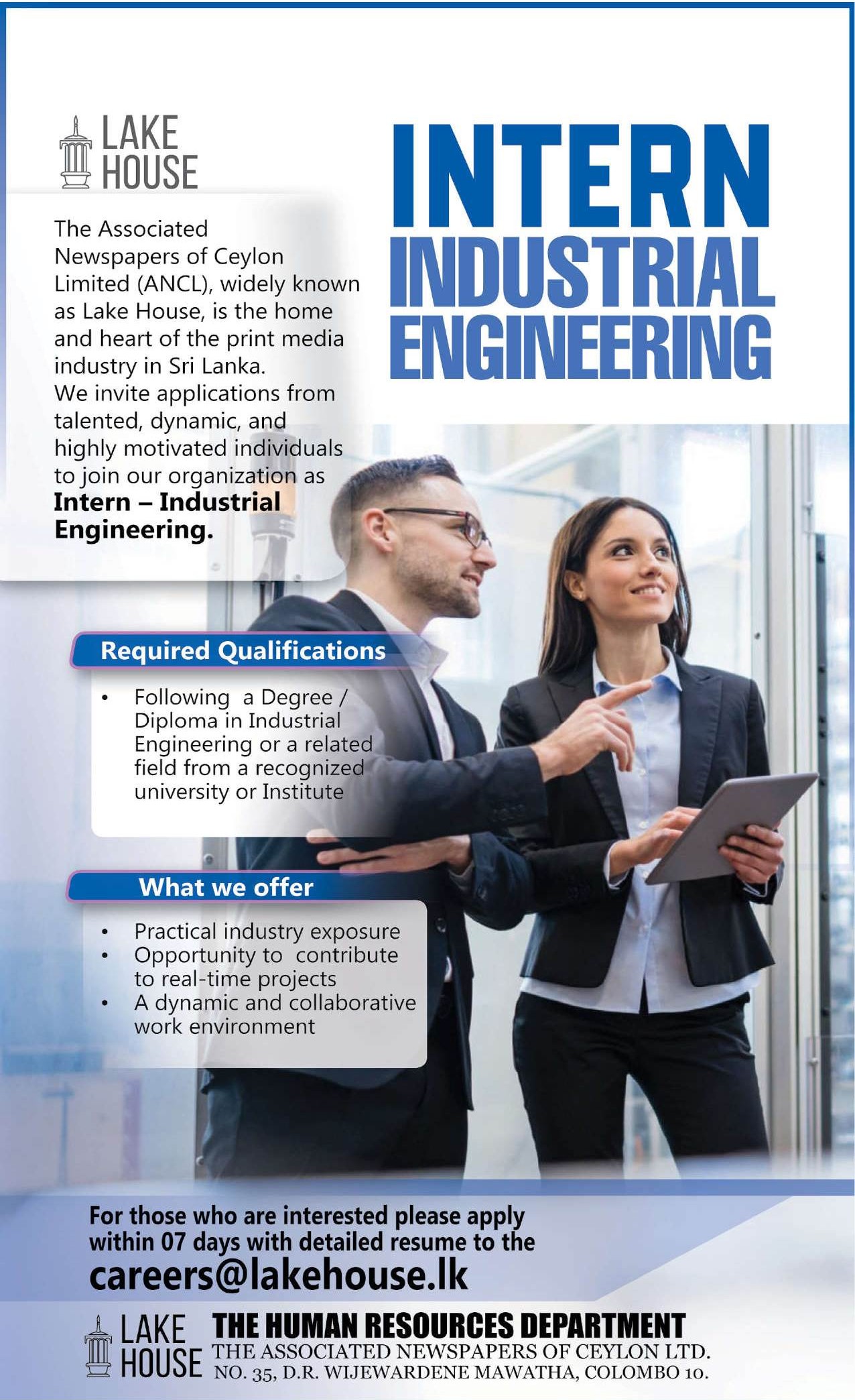 Intern (Industrial Engineering) - The Associated Newspapers of Ceylon Limited