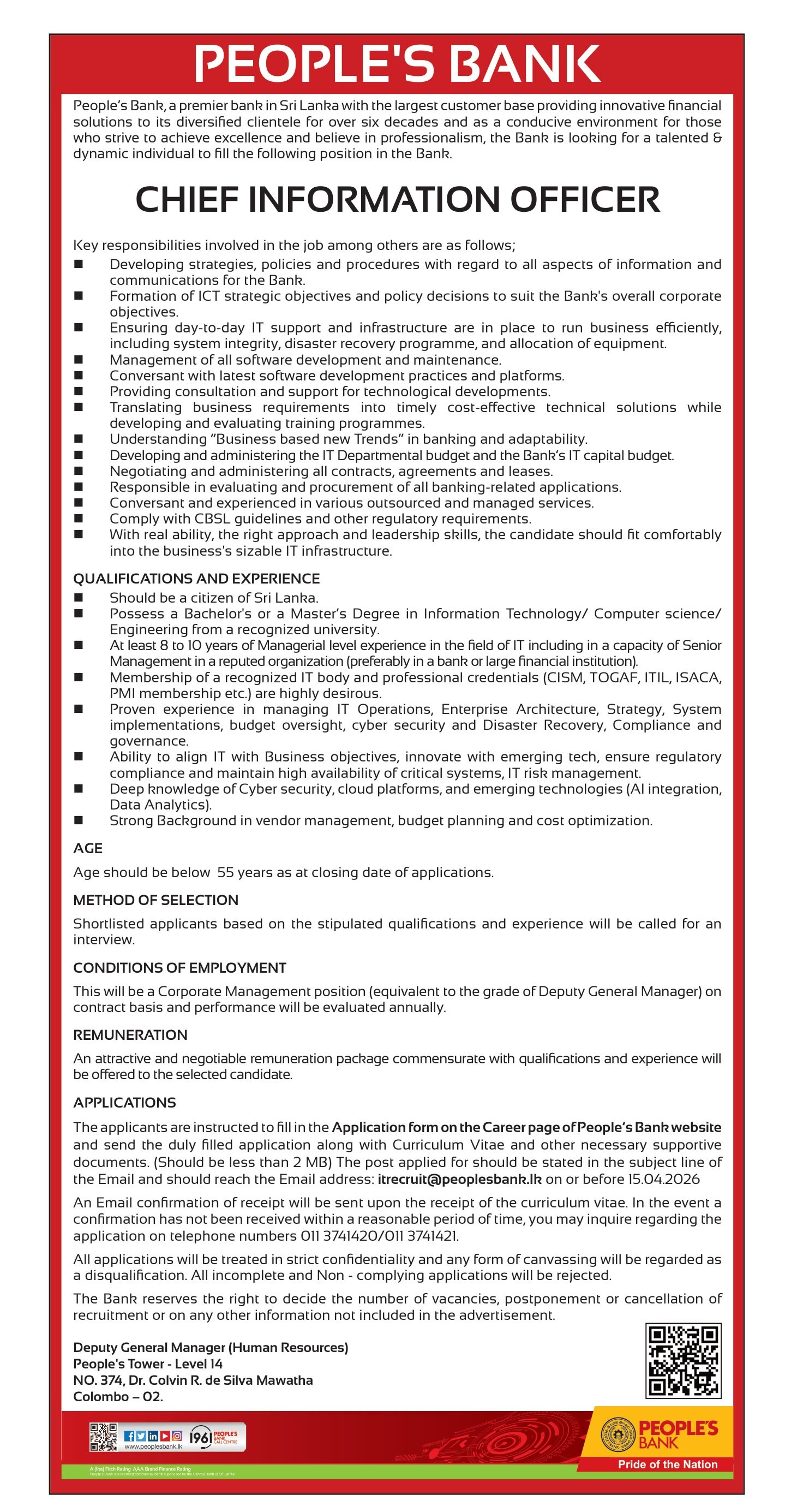 Chief Information Officer - Peoples’ Bank