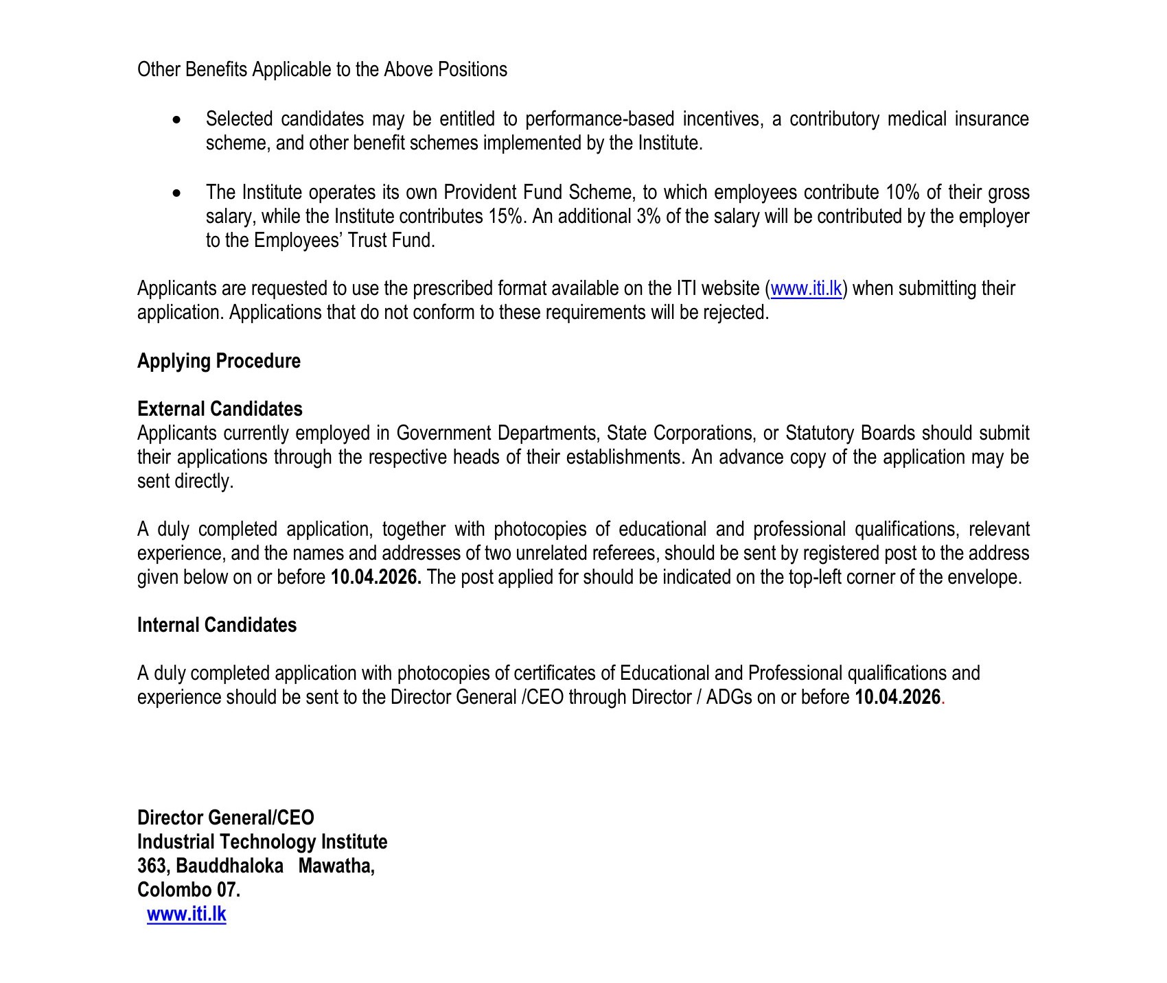 Chief Internal Auditor - Industrial Technology Institute