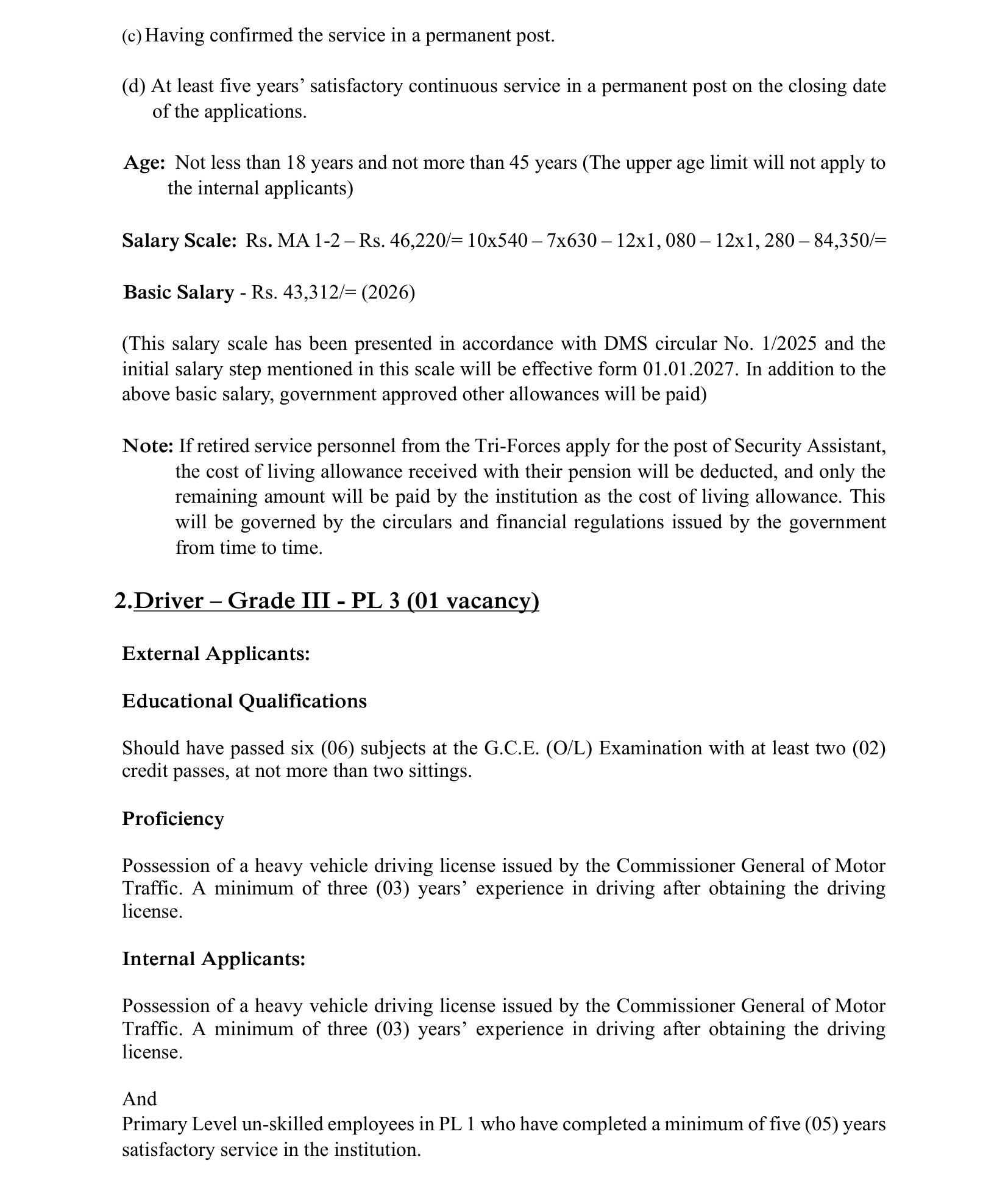 Security Assistant, Driver - Superior Courts Complex Board of Management