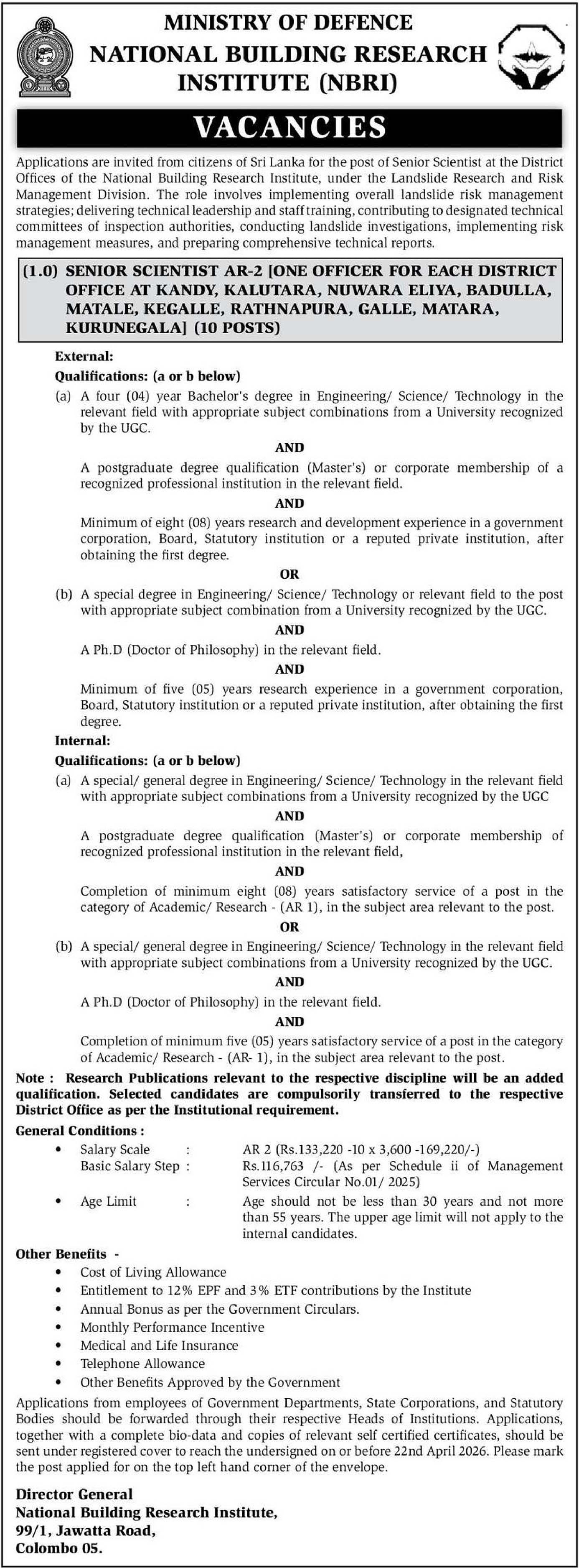 Senior Scientist - National Building Research Institute