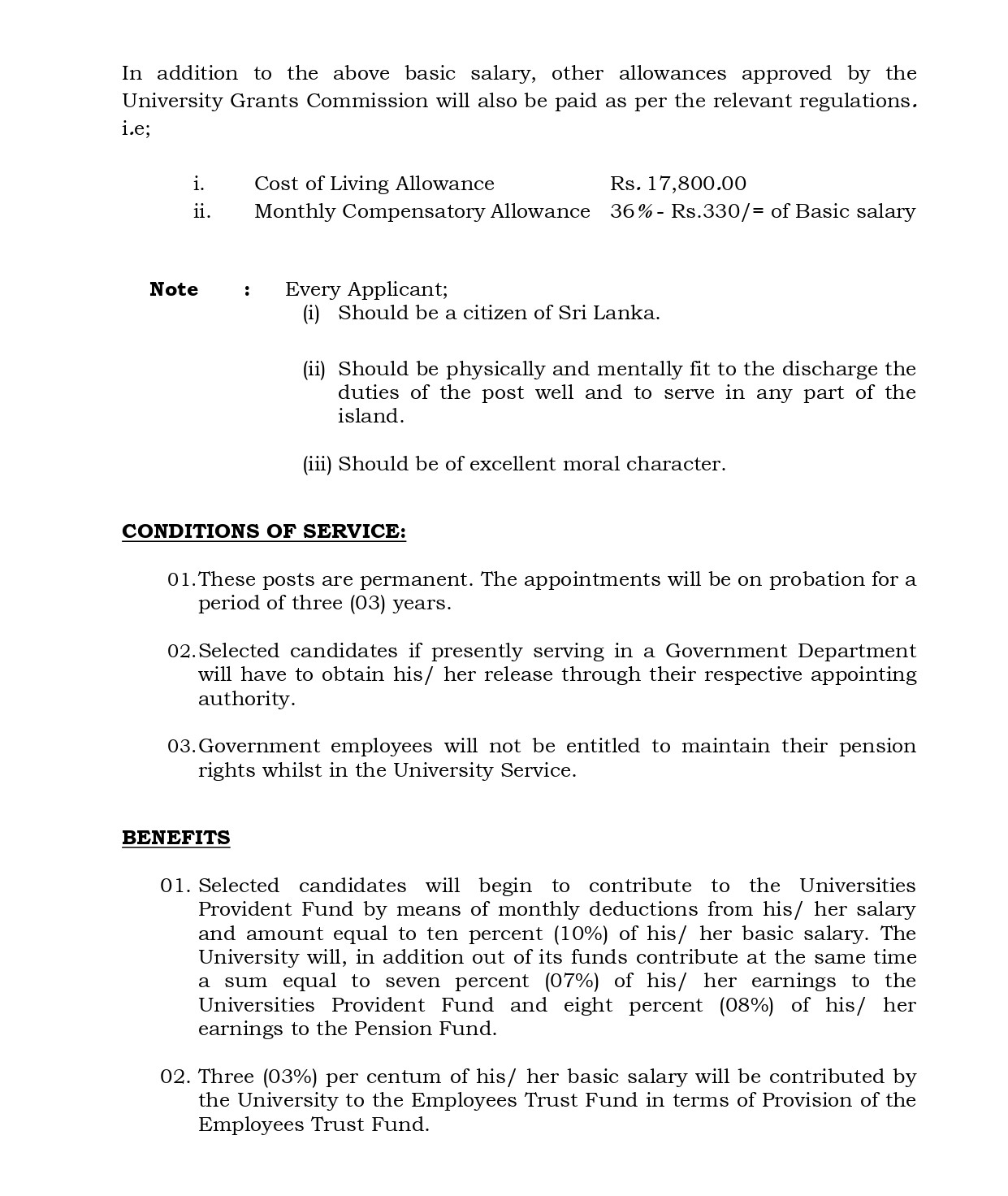 Management Assistant, Public Health Inspector, Technical Officer (Chemical, ICT, Mechanical), Draughtsman, Craft Demonstrator (Welder), Postmortem Labourer, Electrician - Sabaragamuwa University of Sri Lanka