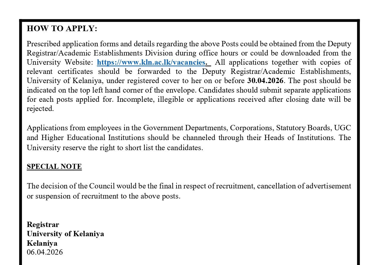Dental Surgeon/Medical Officer, Lecturer, Senior Lecturer - University of Kelaniya