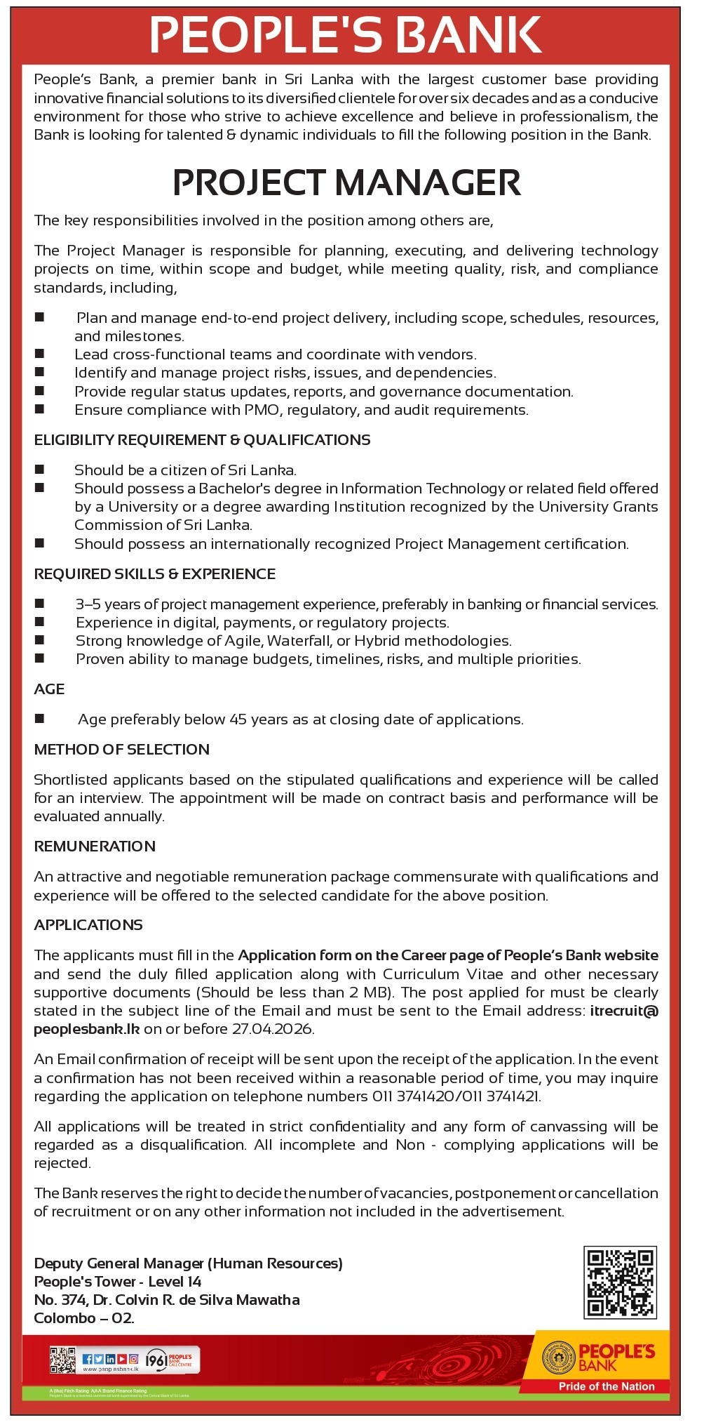 Project Manager - People’s Bank