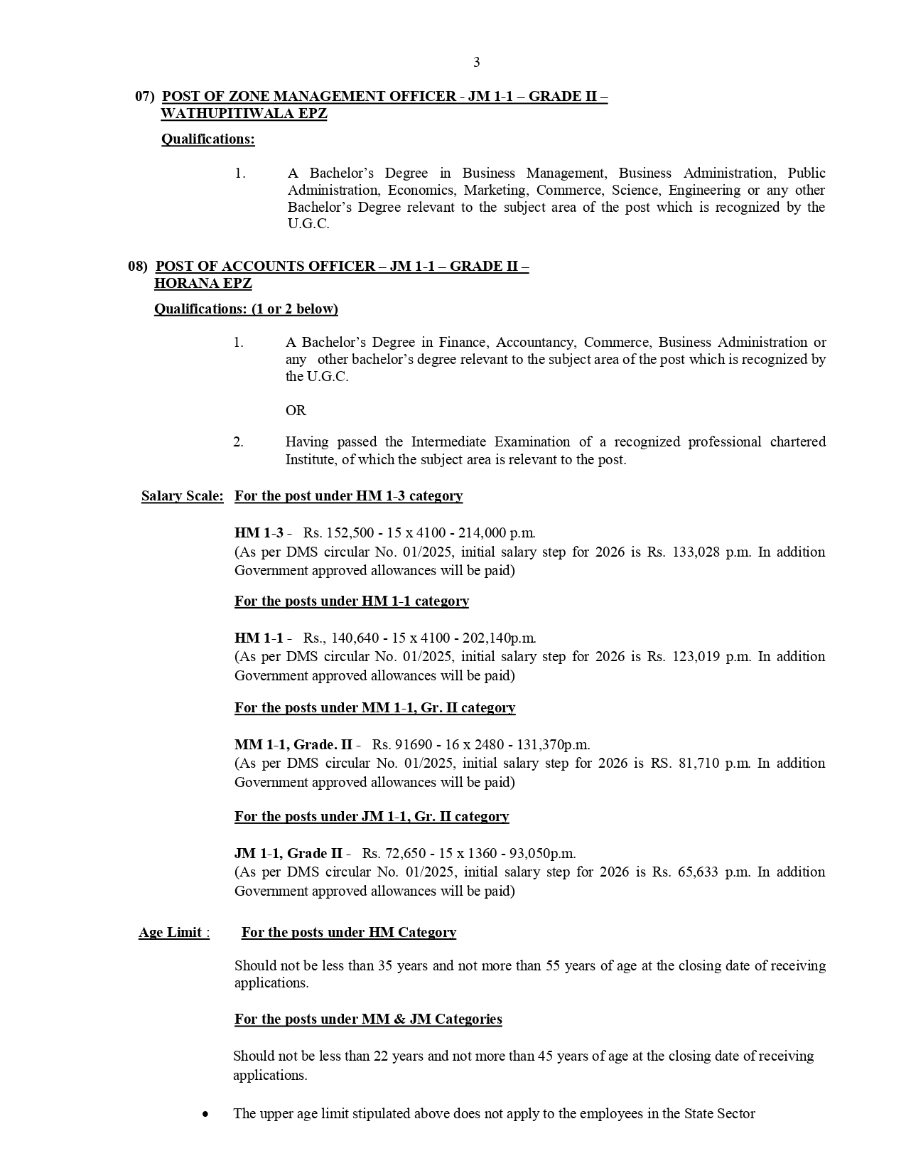 Director, Senior Deputy Director, Assistant Director, Zone Management Officer, Accounts Officer - Board of Investment of Sri Lanka