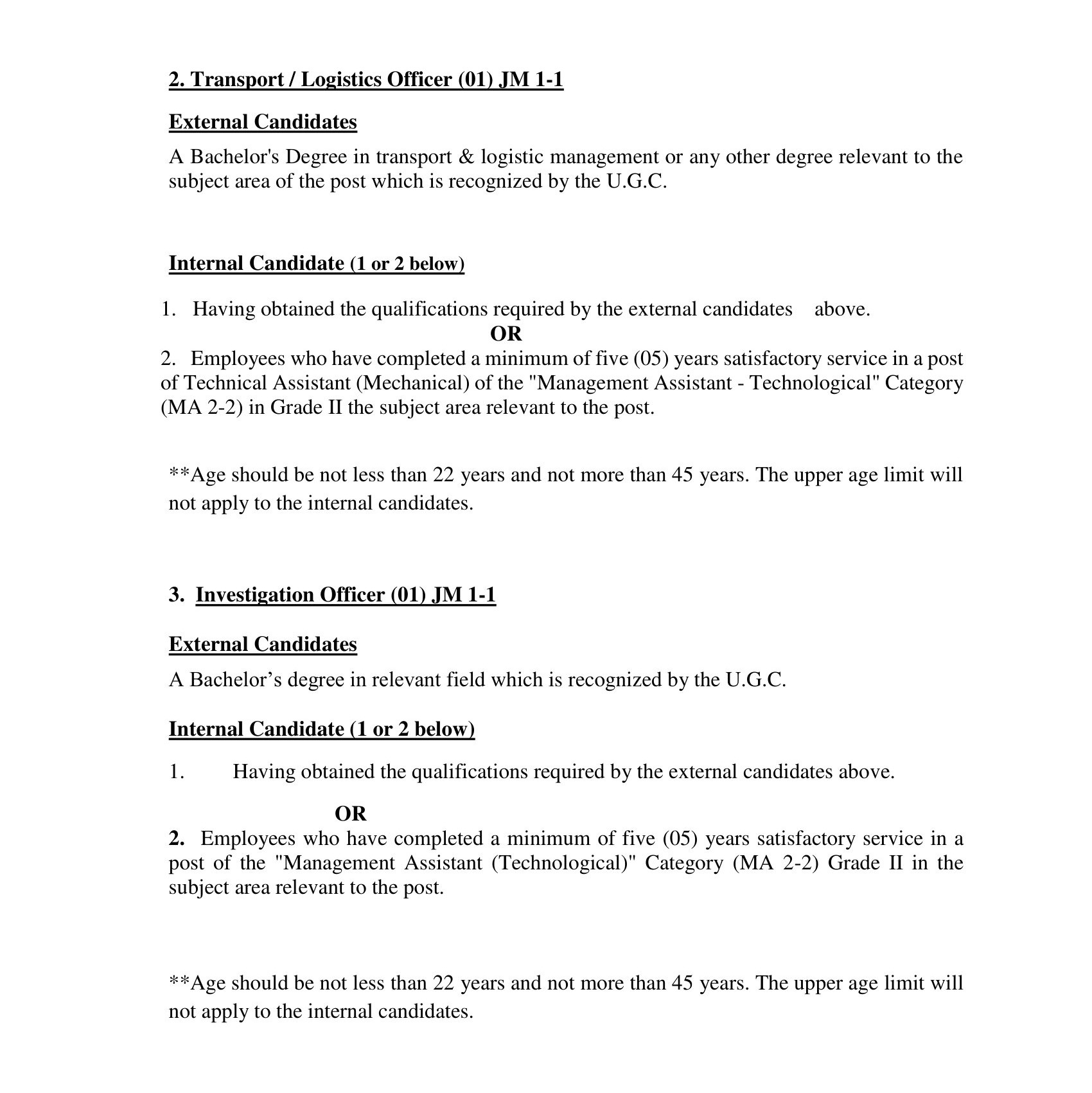 Manager (Procurement), Transport/Logistics Officer, Investigation Officer, Electrician, Office Aid - Water Resources Board