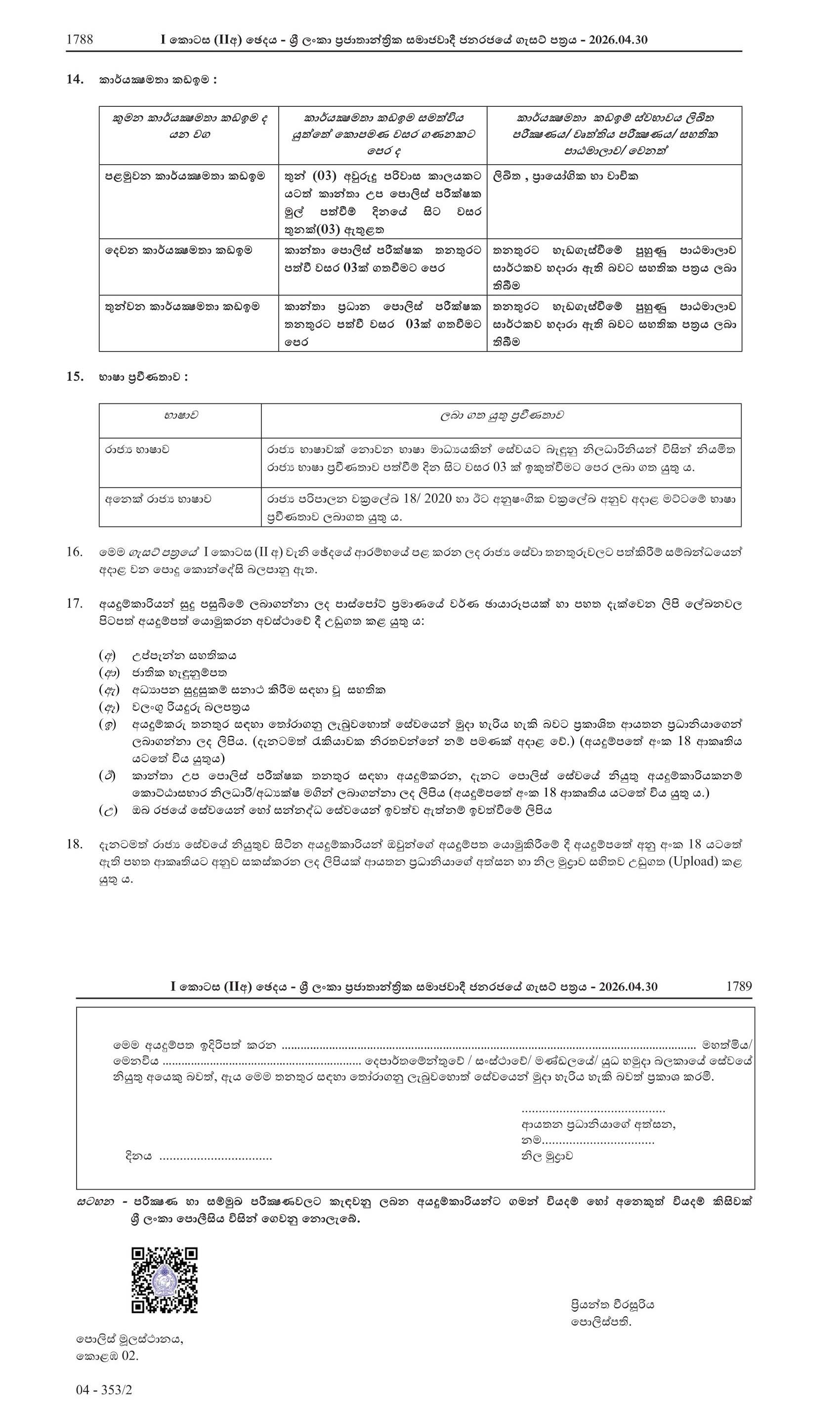 Woman Sub Inspector of Police - Sri Lanka Police
