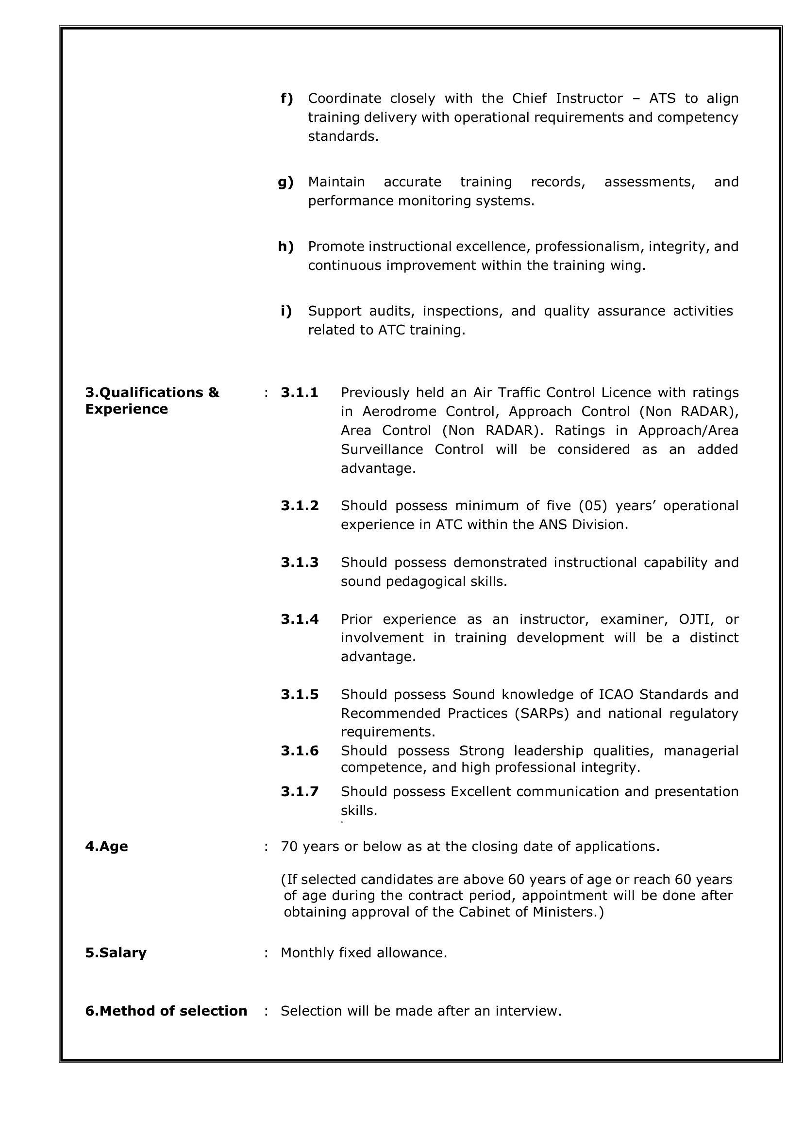 Air Traffic Service Instructor, Trainee Statistics & Research Assistant - Airport and Aviation Services (Sri Lanka) (Private) Limited