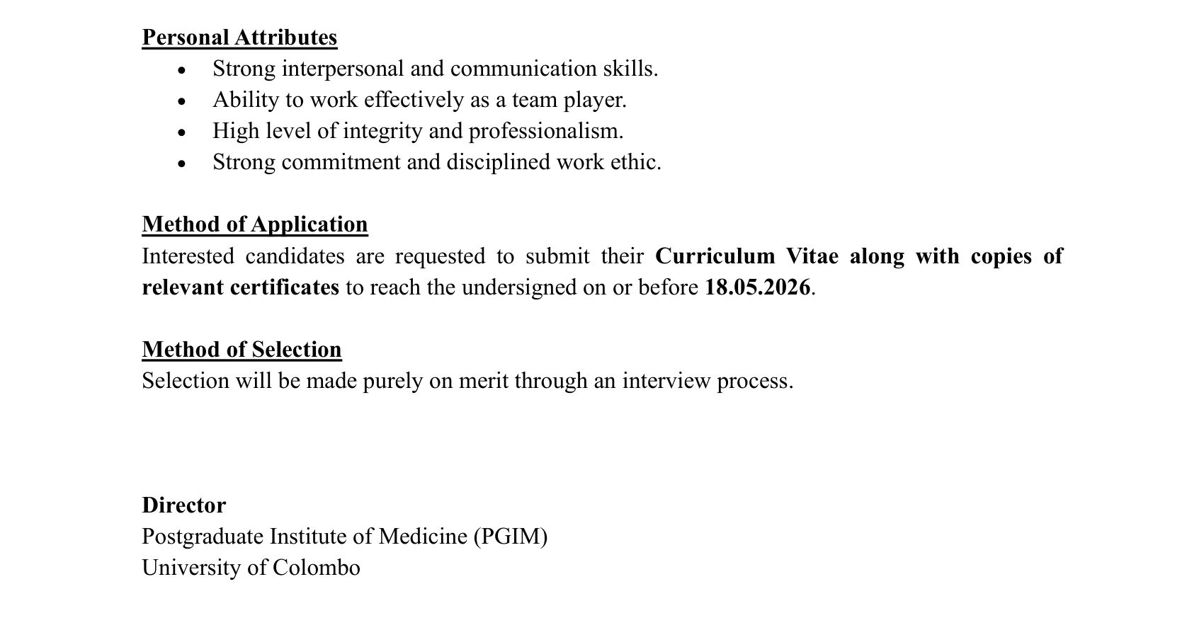Legal Officer - University of Colombo